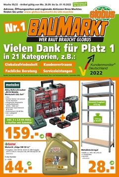 Globus Baumarkt Prospekt - Angebote ab 26.09.